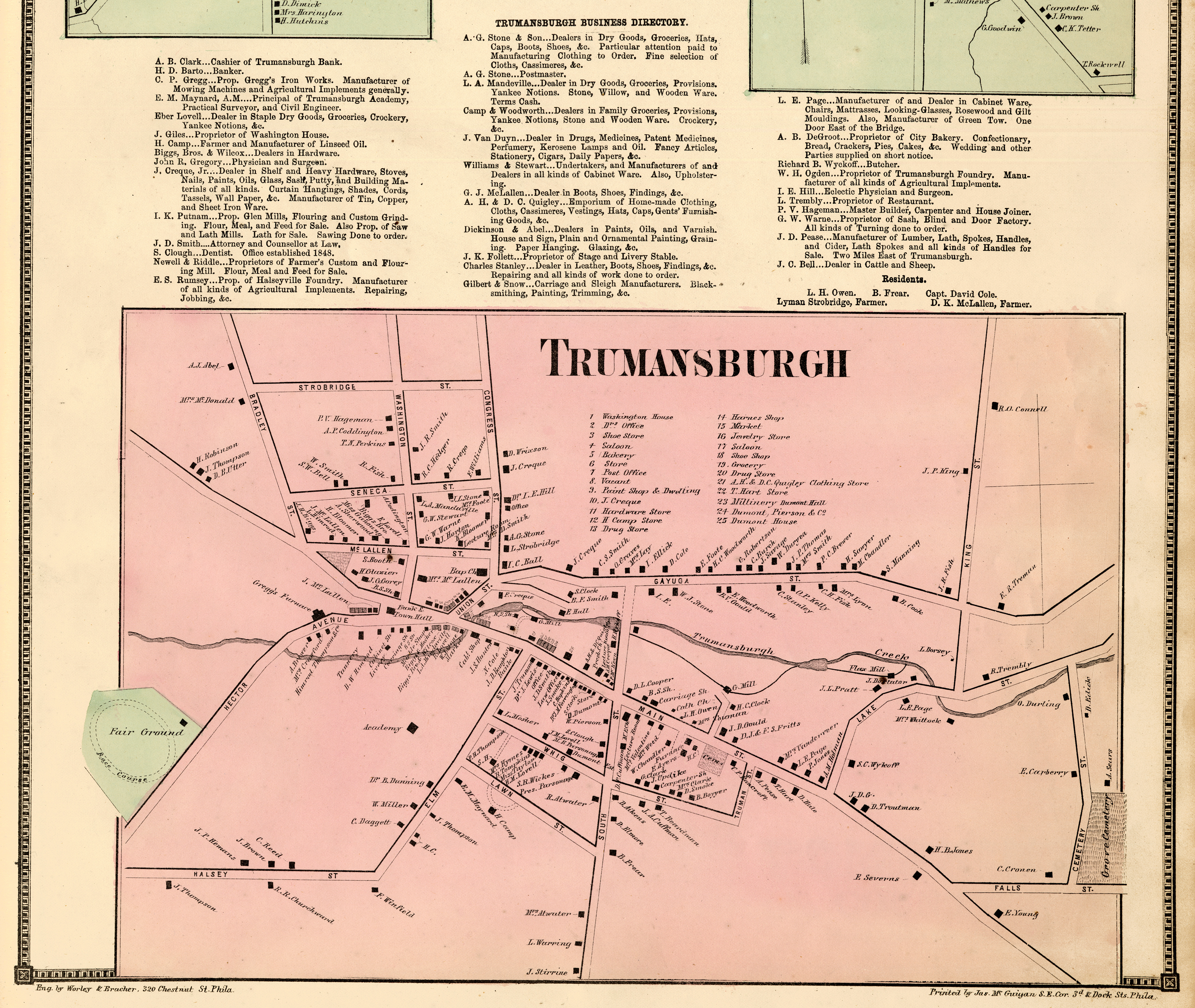 Trumansburg 1866 Tompkins County Atlas